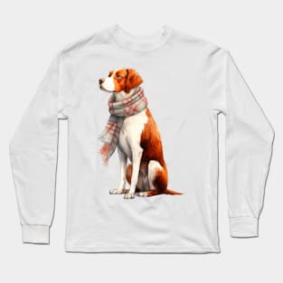 Brittany winter dog Long Sleeve T-Shirt